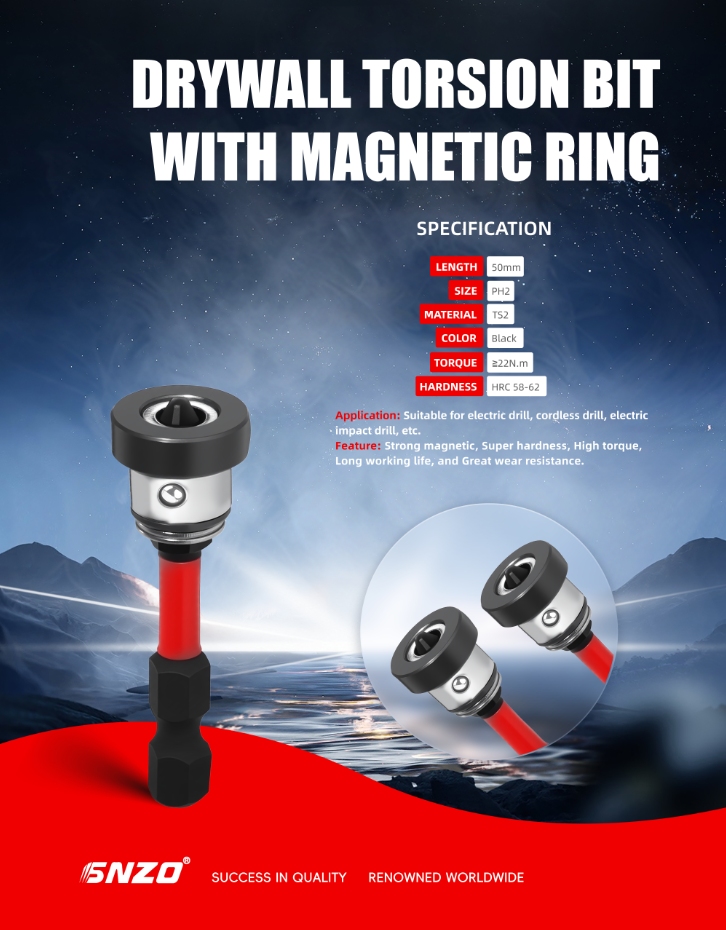 Drywall Torsion Bit with Magnetic Ring
